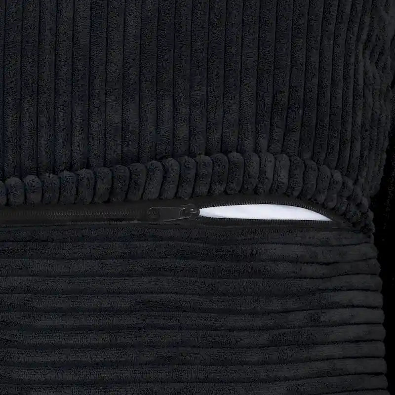 Black Corduroy Sectional Sofa Customized Sofa Couch with pillows.-5