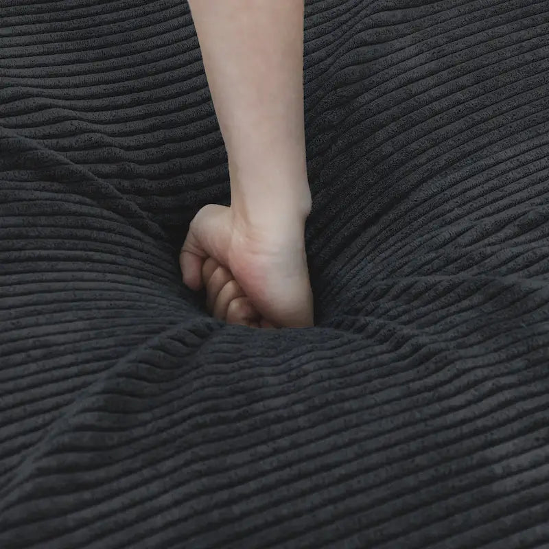 Black Corduroy Sectional Sofa Customized Sofa Couch with pillows.-8