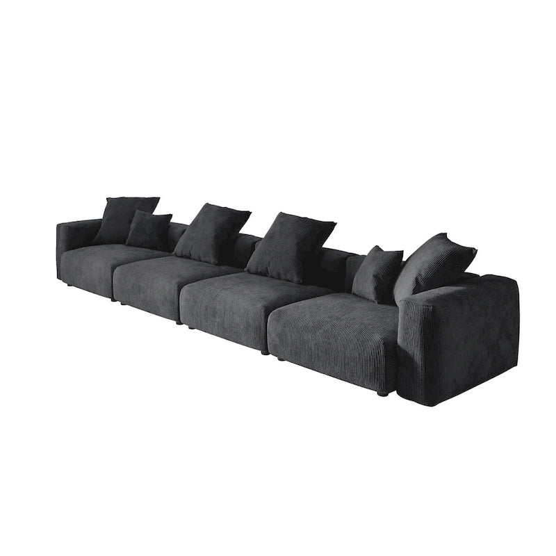 Black Corduroy Sectional Sofa Customized Sofa Couch with pillows.-21