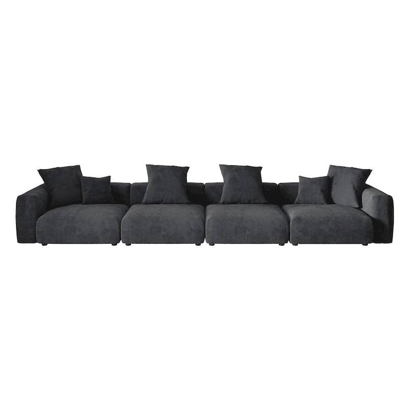 Black Corduroy Sectional Sofa Customized Sofa Couch with pillows.-22