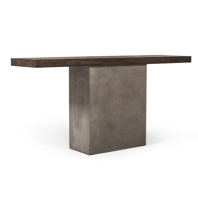 Modrest Renzo Modern Oak & Concrete Console Table-2