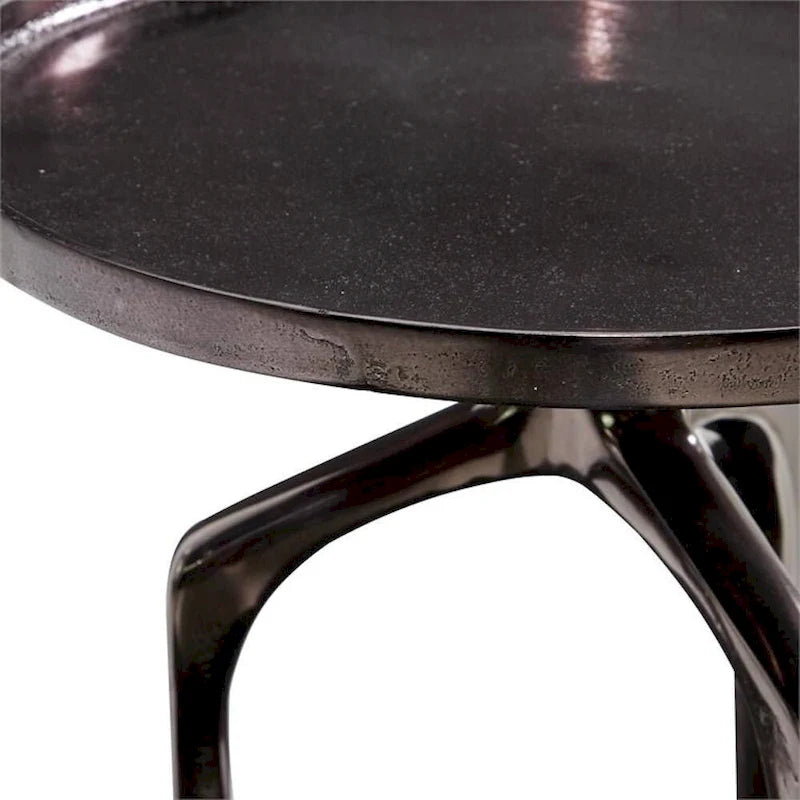 Modern Elegance Fine Line Metal Round Contemporary Accent End Table-3