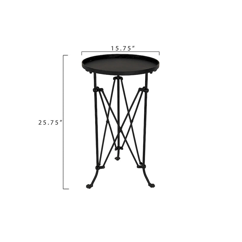 Round Metal Side Table with Claw Feet-3