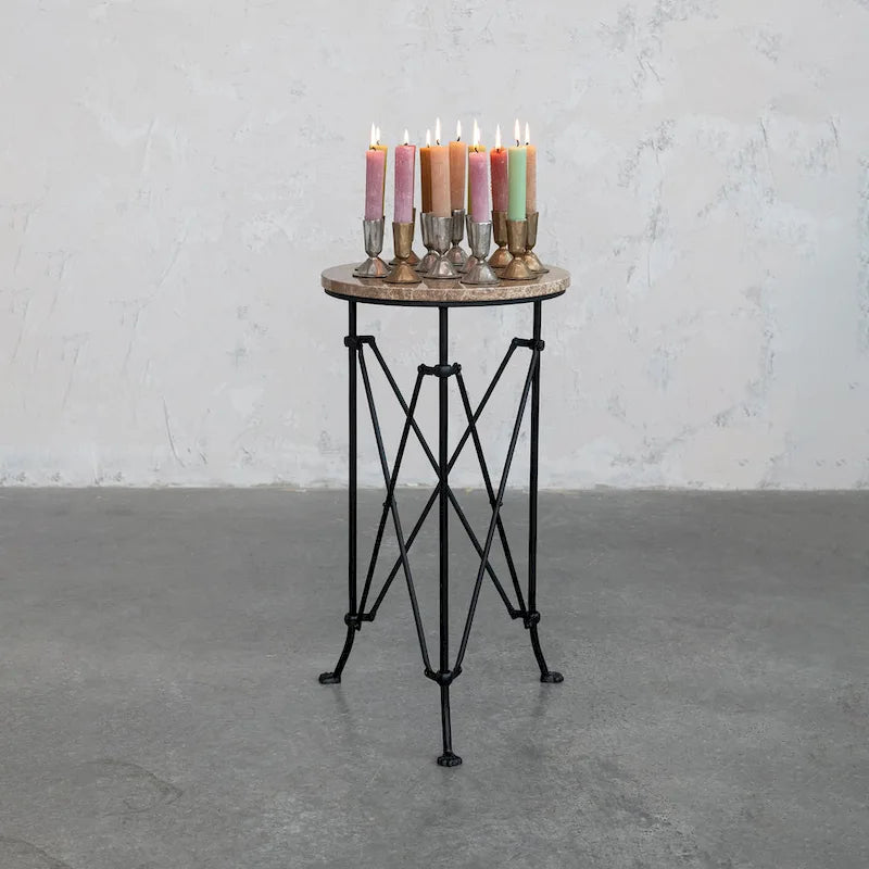 Round Metal Side Table with Claw Feet-8