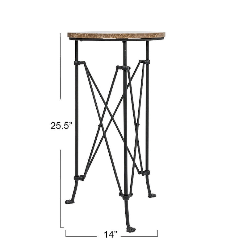 Round Metal Side Table with Claw Feet-9