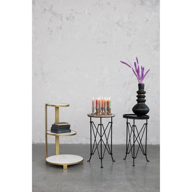 Round Metal Side Table with Claw Feet-17