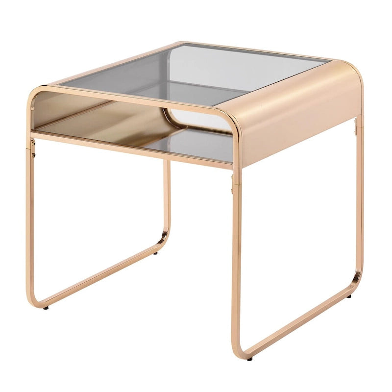 Watler Contemporary Gold 48-inch Glass Top 1-Shelf 2-Piece Coffee Table Set by Furniture of America-5