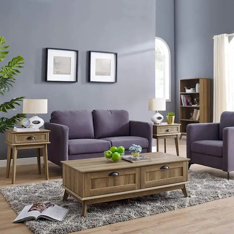 Caffoz Tall Side End Table with Fully Extended Drawer and USB Hub-4