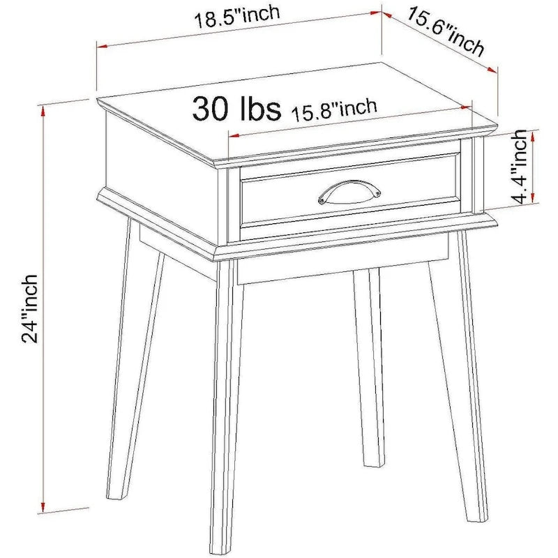 Caffoz Tall Side End Table with Fully Extended Drawer and USB Hub-6