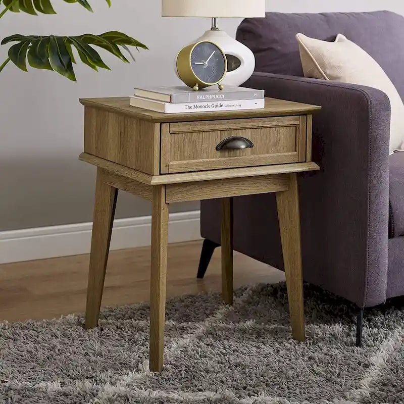 Caffoz Tall Side End Table with Fully Extended Drawer and USB Hub-7
