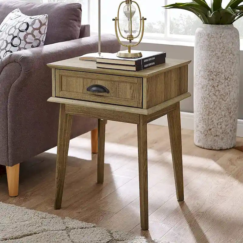 Caffoz Tall Side End Table with Fully Extended Drawer and USB Hub-8