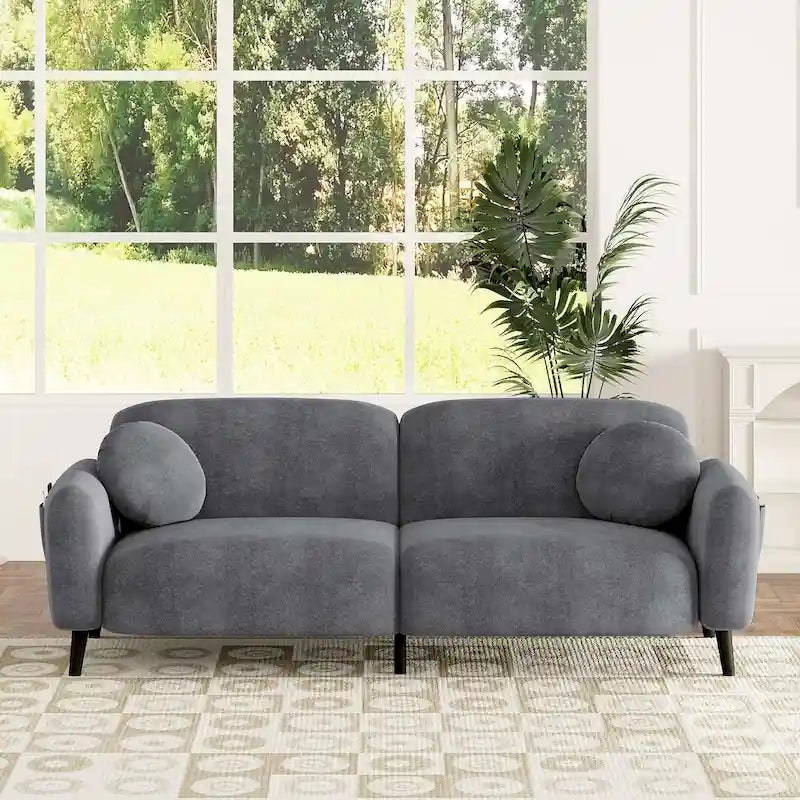 Modern Upholstered Sofa with Metal Base, Luxury Loveseat Sofa for Living Room, Reception-26
