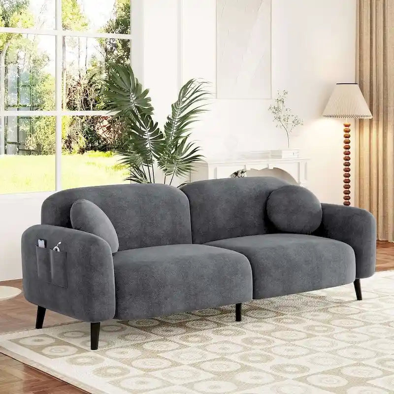 Modern Upholstered Sofa with Metal Base, Luxury Loveseat Sofa for Living Room, Reception-2