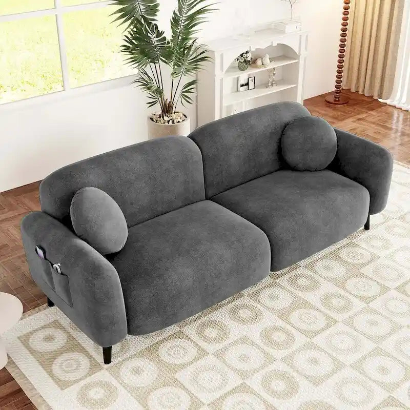 Modern Upholstered Sofa with Metal Base, Luxury Loveseat Sofa for Living Room, Reception-3