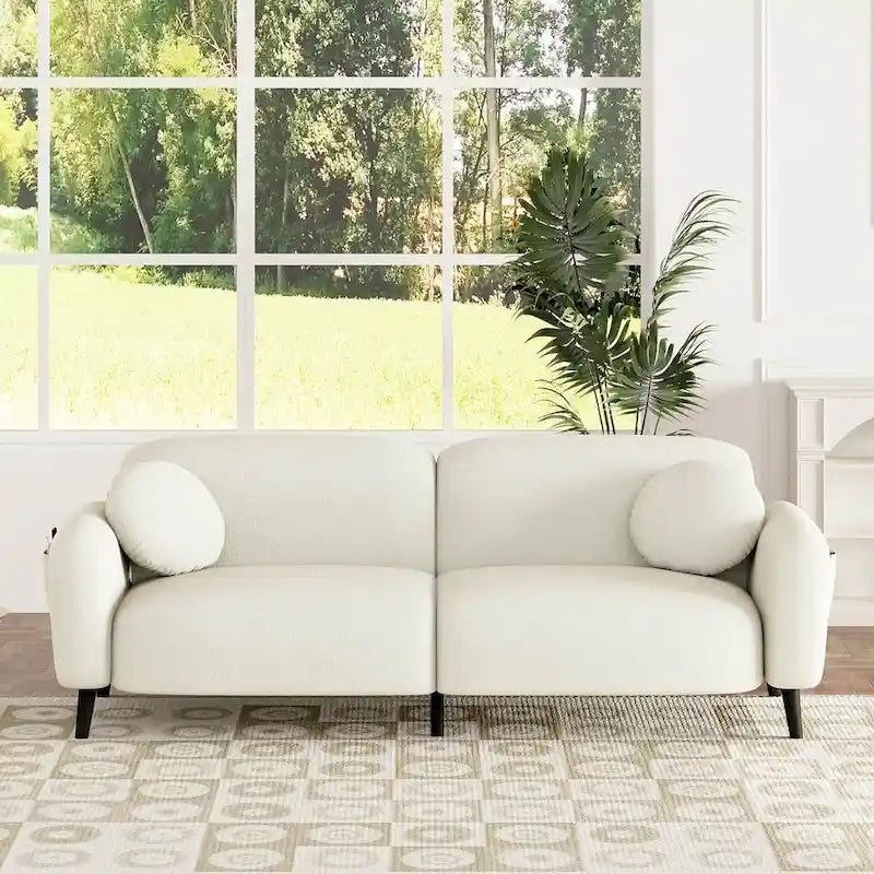 Modern Upholstered Sofa with Metal Base, Luxury Loveseat Sofa for Living Room, Reception-4