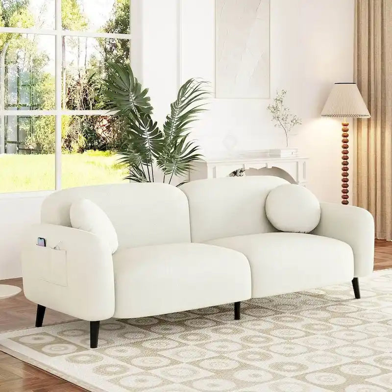 Modern Upholstered Sofa with Metal Base, Luxury Loveseat Sofa for Living Room, Reception-5