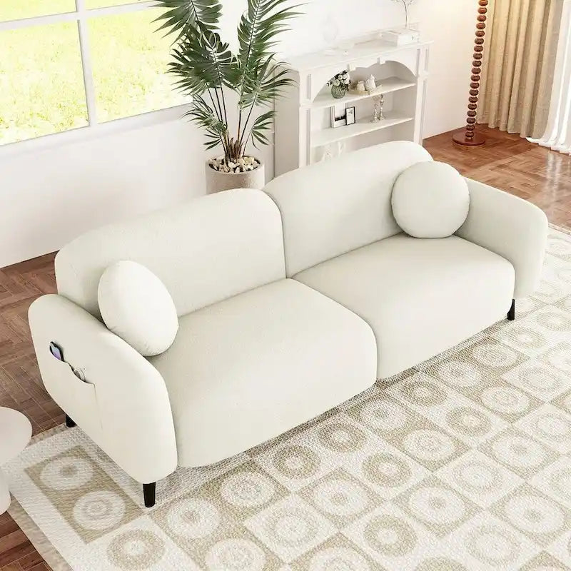Modern Upholstered Sofa with Metal Base, Luxury Loveseat Sofa for Living Room, Reception-6