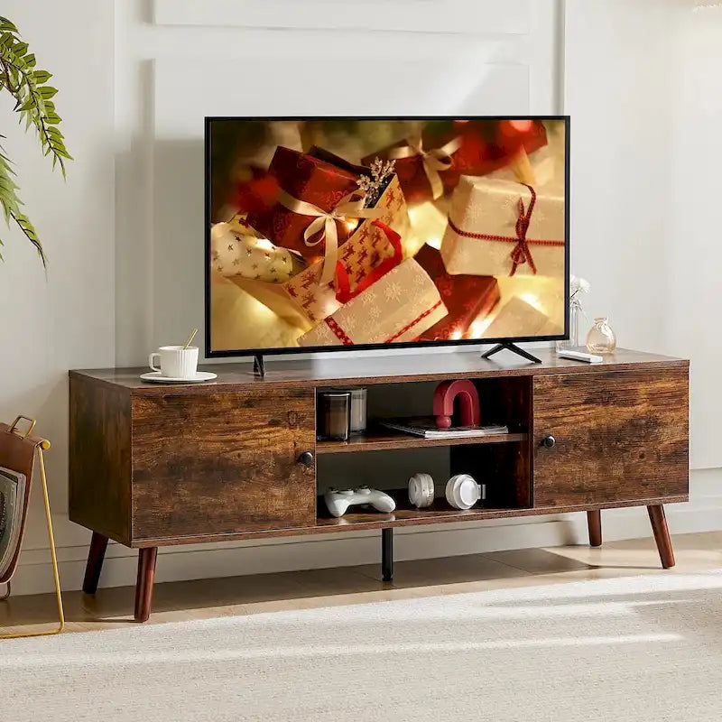 TV Stand for 55 60 inch Television, Entertainment Center with 2 Cabinet Media Console Table, Living Room, Bedroom Furniture-21