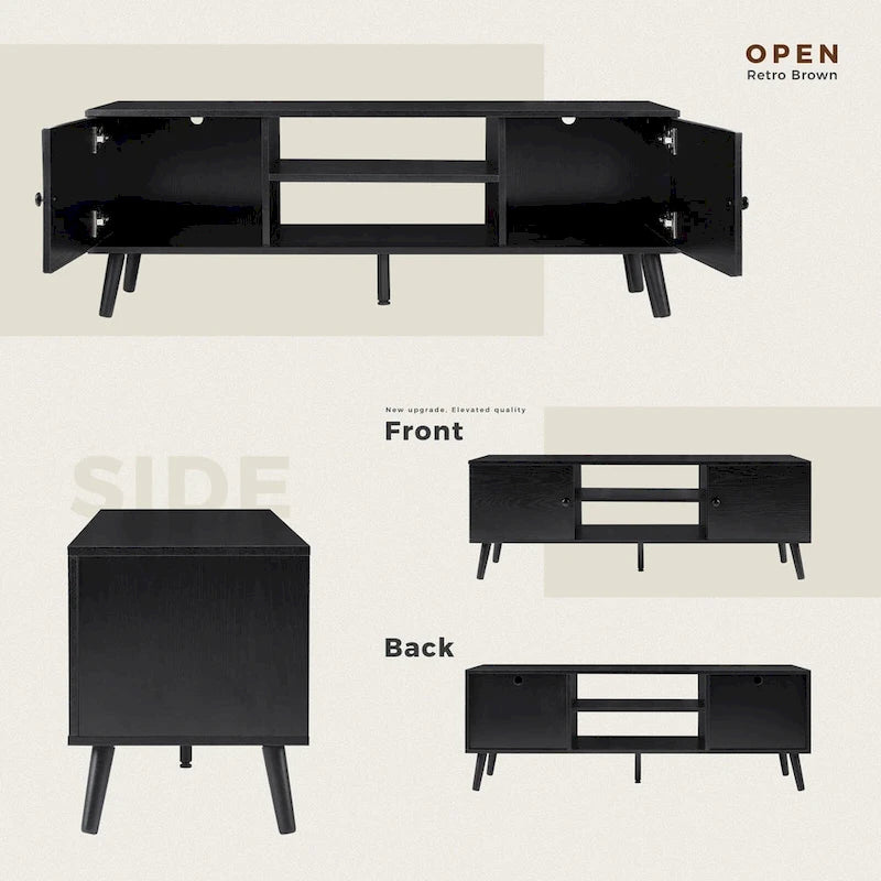 TV Stand for 55 60 inch Television, Entertainment Center with 2 Cabinet Media Console Table, Living Room, Bedroom Furniture-5