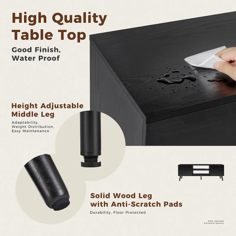 TV Stand for 55 60 inch Television, Entertainment Center with 2 Cabinet Media Console Table, Living Room, Bedroom Furniture-6