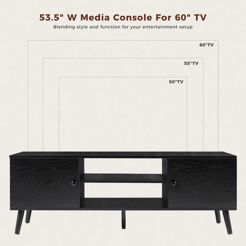 TV Stand for 55 60 inch Television, Entertainment Center with 2 Cabinet Media Console Table, Living Room, Bedroom Furniture-10
