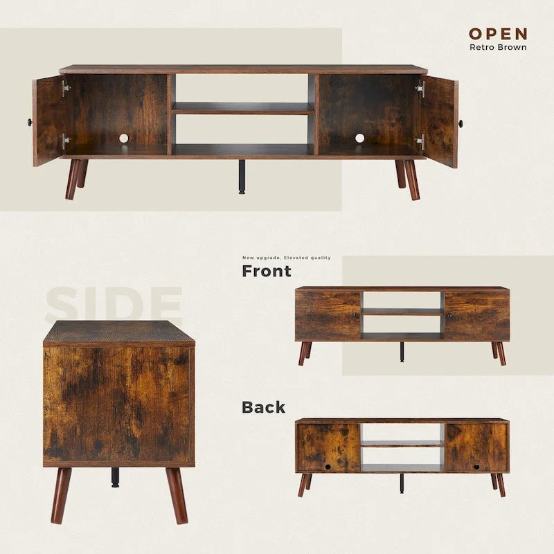 TV Stand for 55 60 inch Television, Entertainment Center with 2 Cabinet Media Console Table, Living Room, Bedroom Furniture-12