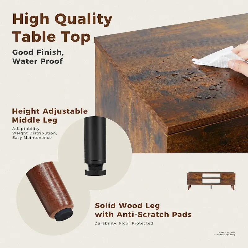 TV Stand for 55 60 inch Television, Entertainment Center with 2 Cabinet Media Console Table, Living Room, Bedroom Furniture-13