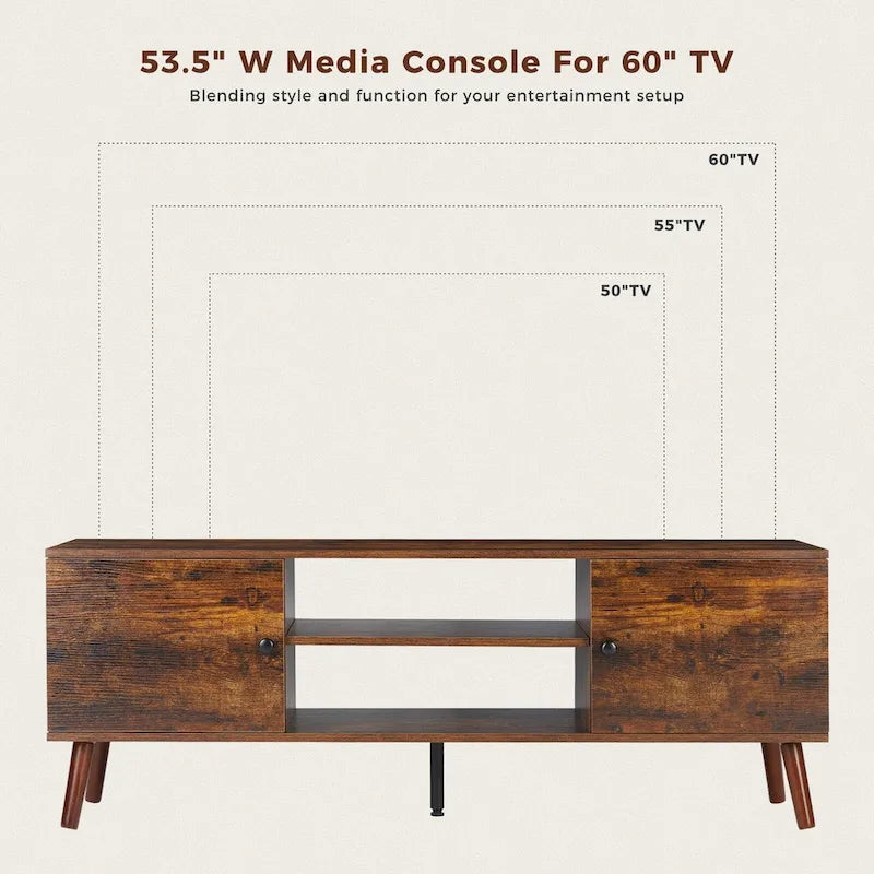 TV Stand for 55 60 inch Television, Entertainment Center with 2 Cabinet Media Console Table, Living Room, Bedroom Furniture-17