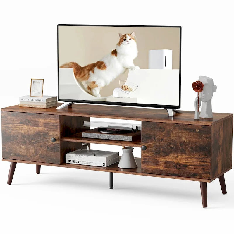 TV Stand for 55 60 inch Television, Entertainment Center with 2 Cabinet Media Console Table, Living Room, Bedroom Furniture-18