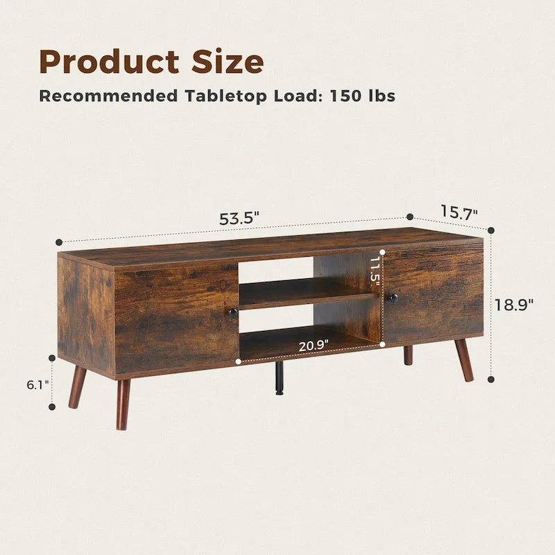 TV Stand for 55 60 inch Television, Entertainment Center with 2 Cabinet Media Console Table, Living Room, Bedroom Furniture-19