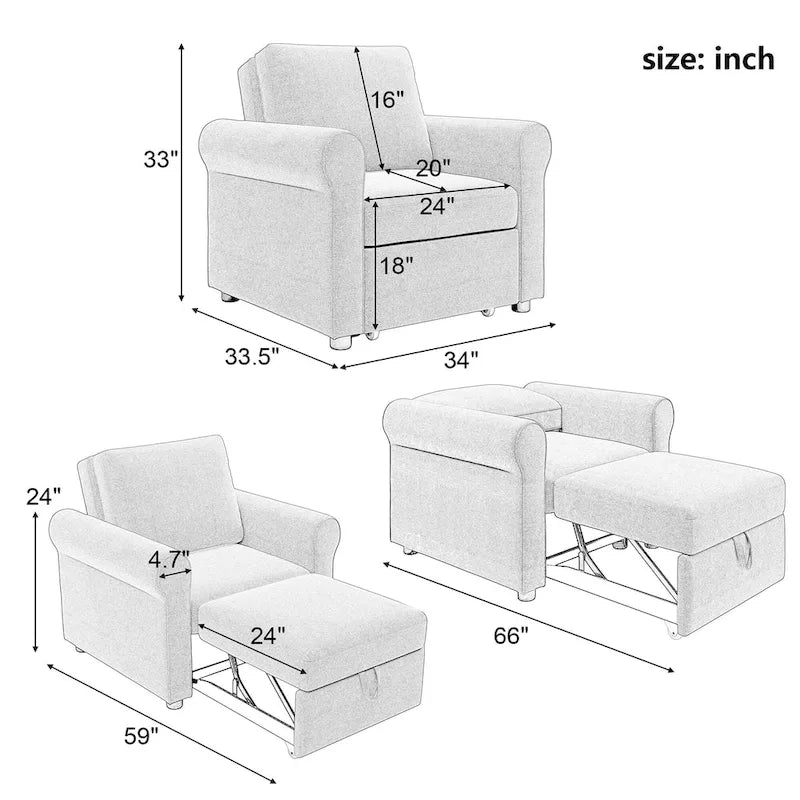 Convertible Sleeper Chair Bed-7