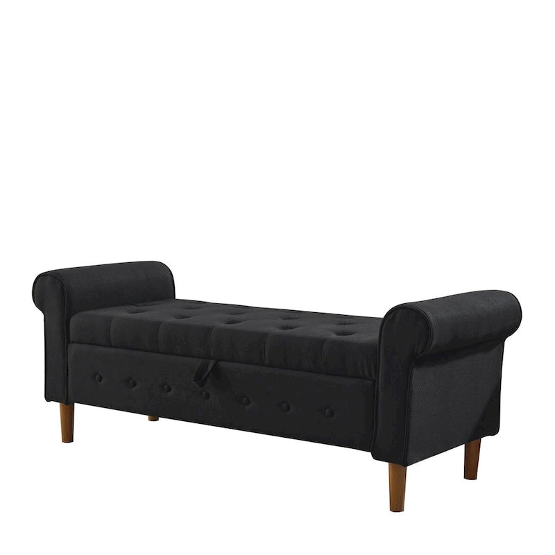 62 Bedroom Tufted Button Storage Bench, Window Bench, Rolled Arm Design for Bedroom, Living Room-29