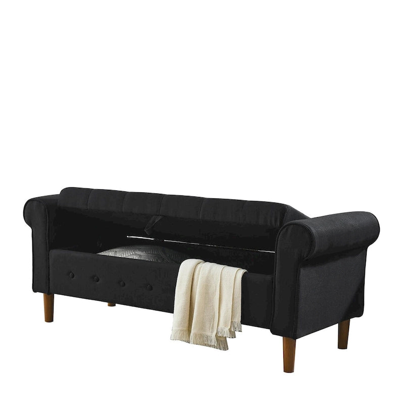 62 Bedroom Tufted Button Storage Bench, Window Bench, Rolled Arm Design for Bedroom, Living Room-31