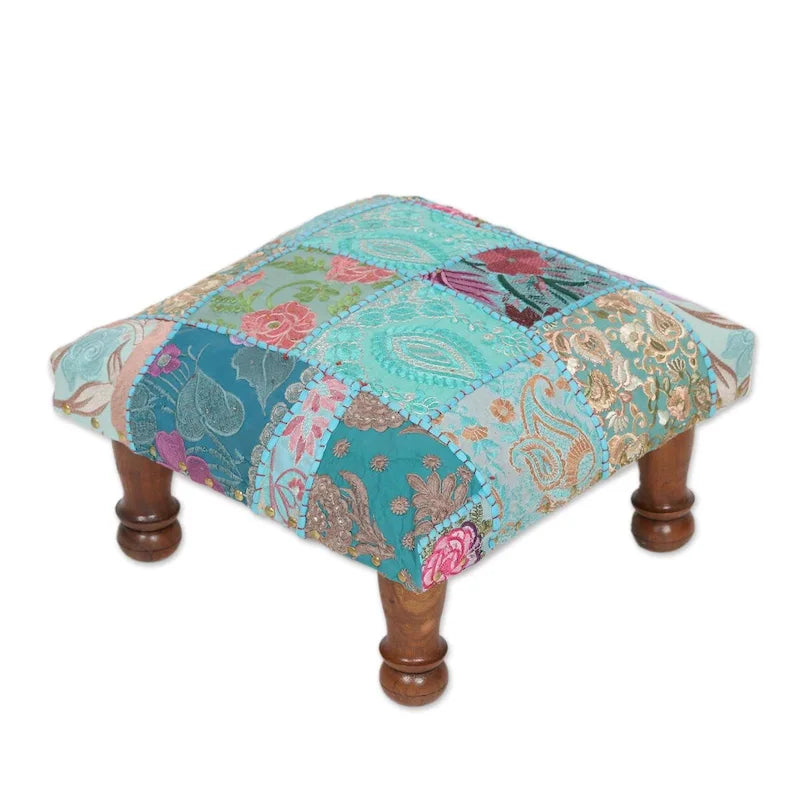 NOVICA Handmade Embellished ottoman Rajasthani Patchwork (India)-6