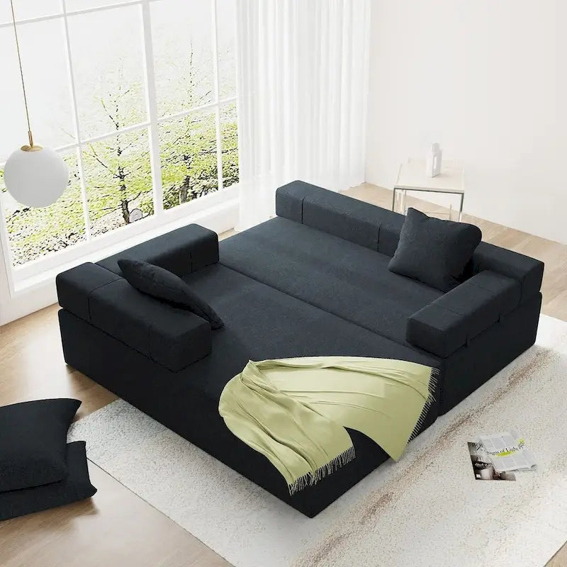 L-Shaped Chenille Sectional Sofa Modern Modular Cushion Back Couch Sofa With 6 Pillows for Living Room-11