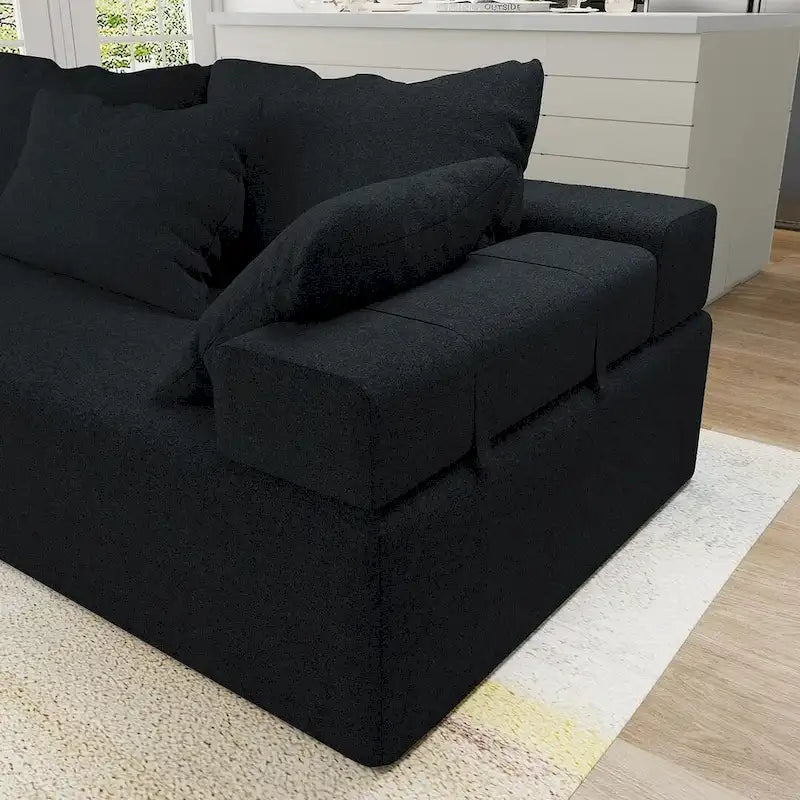 L-Shaped Chenille Sectional Sofa Modern Modular Cushion Back Couch Sofa With 6 Pillows for Living Room-15