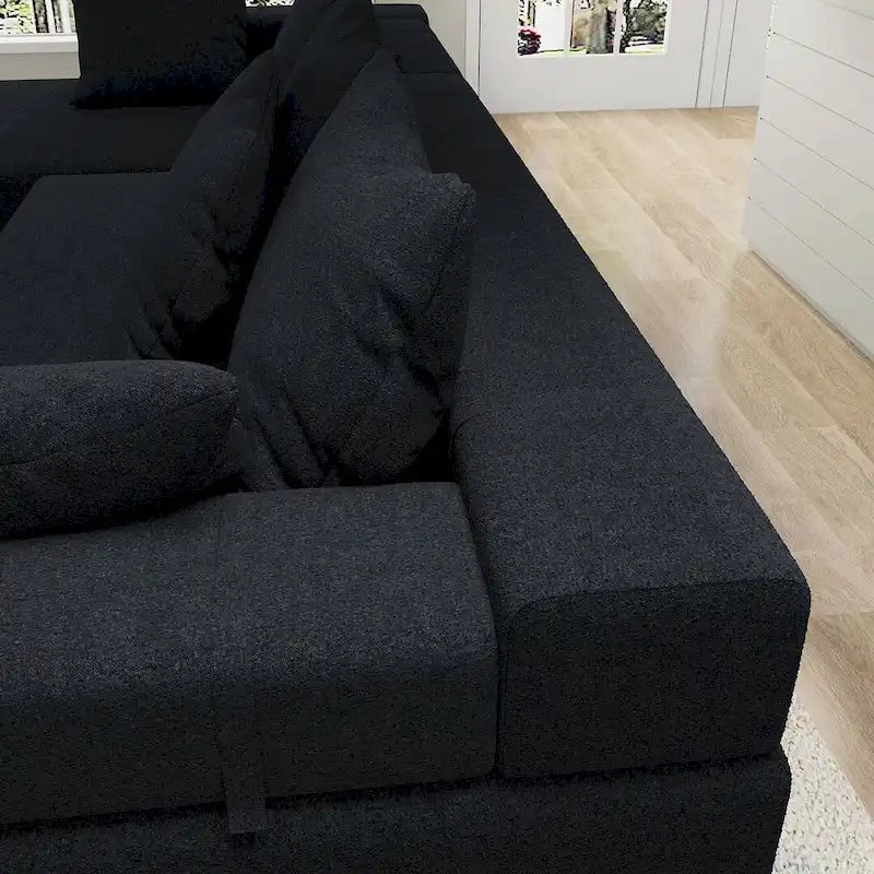L-Shaped Chenille Sectional Sofa Modern Modular Cushion Back Couch Sofa With 6 Pillows for Living Room-18