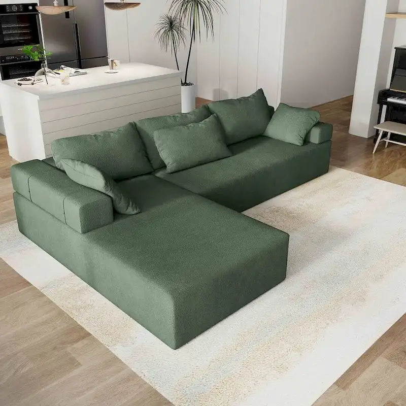 L-Shaped Chenille Sectional Sofa Modern Modular Cushion Back Couch Sofa With 6 Pillows for Living Room-23