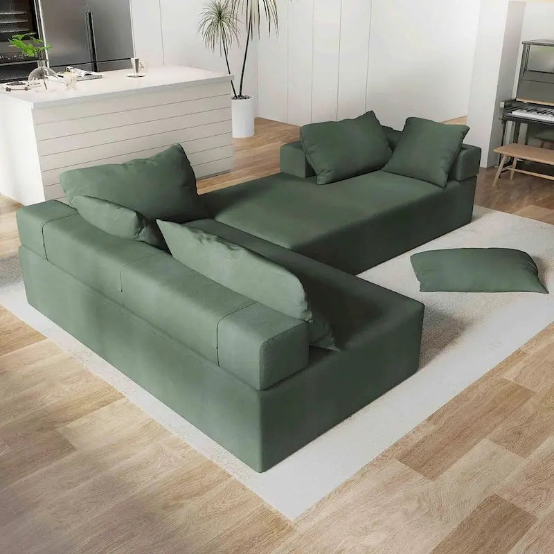 L-Shaped Chenille Sectional Sofa Modern Modular Cushion Back Couch Sofa With 6 Pillows for Living Room-24