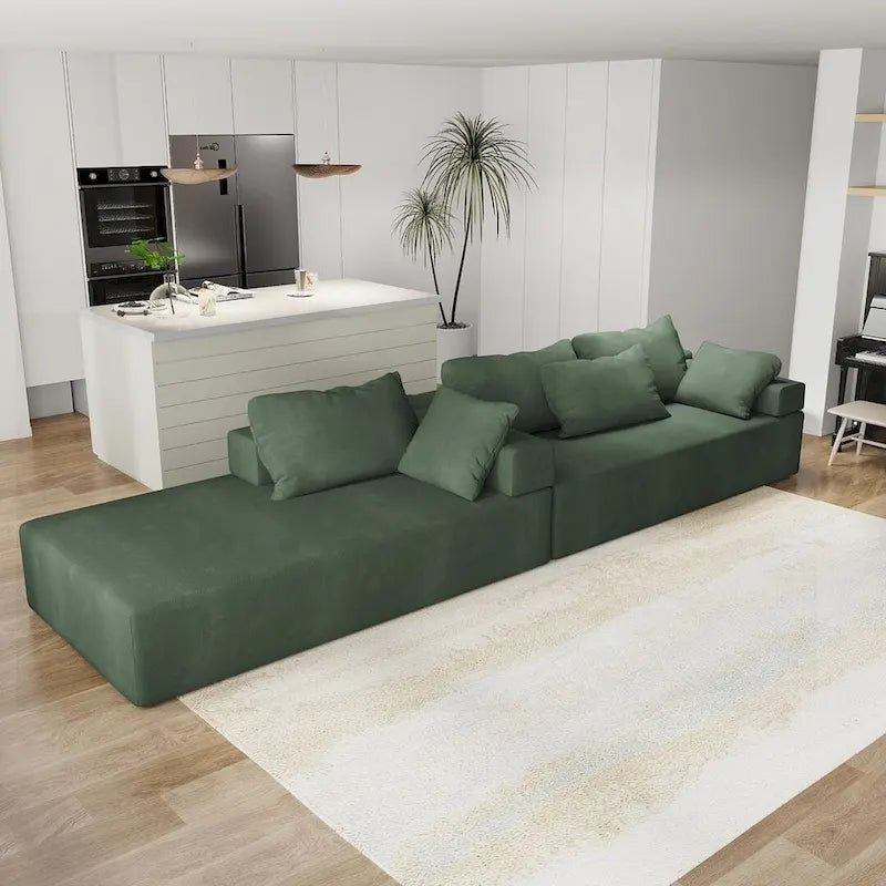 L-Shaped Chenille Sectional Sofa Modern Modular Cushion Back Couch Sofa With 6 Pillows for Living Room-26