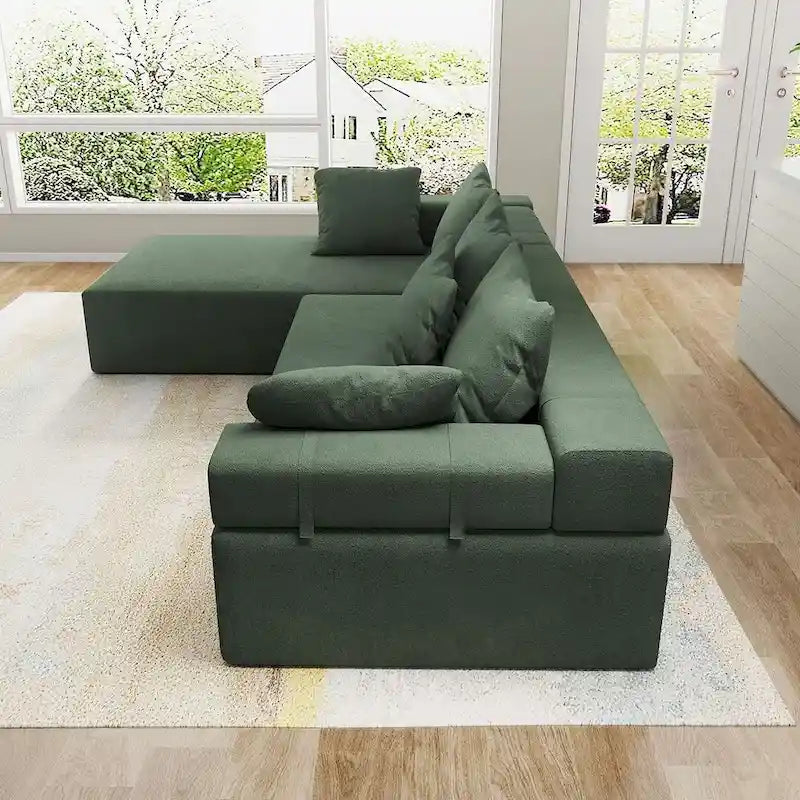 L-Shaped Chenille Sectional Sofa Modern Modular Cushion Back Couch Sofa With 6 Pillows for Living Room-27
