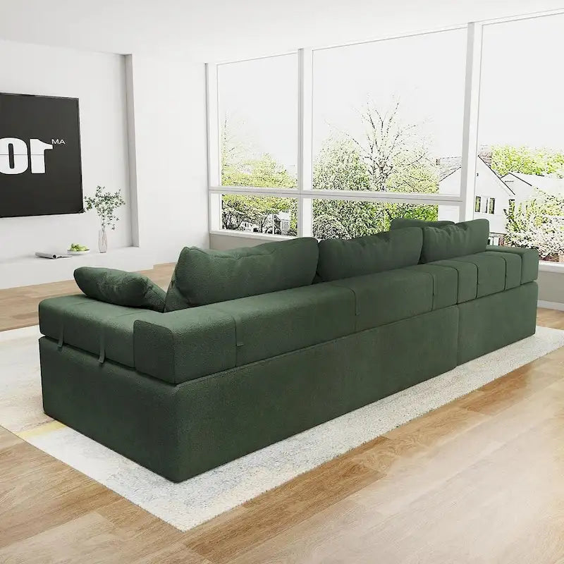 L-Shaped Chenille Sectional Sofa Modern Modular Cushion Back Couch Sofa With 6 Pillows for Living Room-28