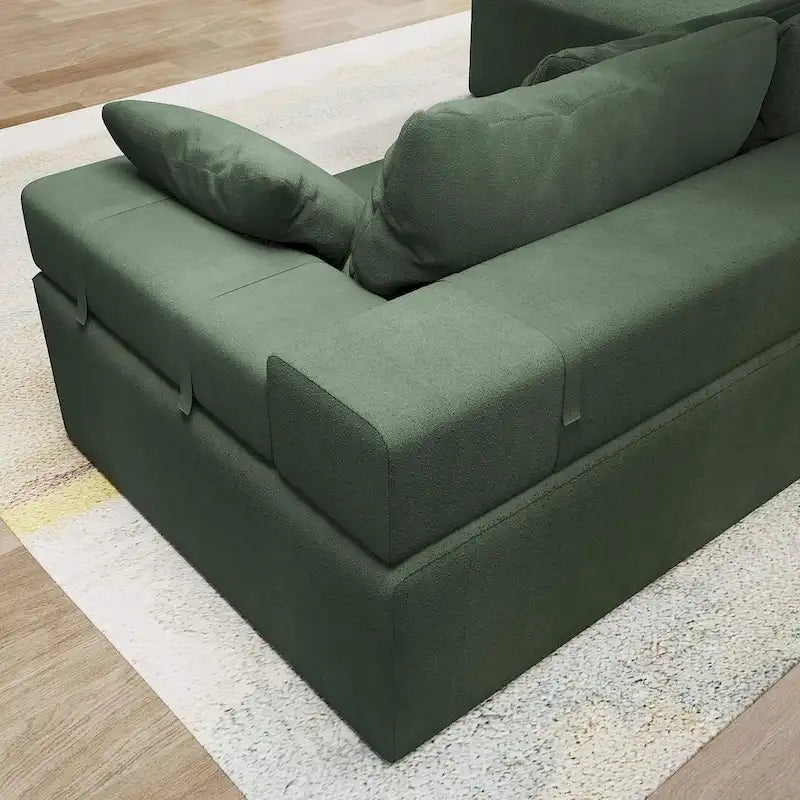 L-Shaped Chenille Sectional Sofa Modern Modular Cushion Back Couch Sofa With 6 Pillows for Living Room-31