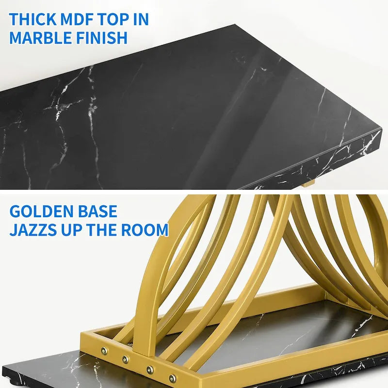 Moasis 39 Modern Faux Marble Console Table with Gold Base, Entryway Sofa Table for Living Room-6