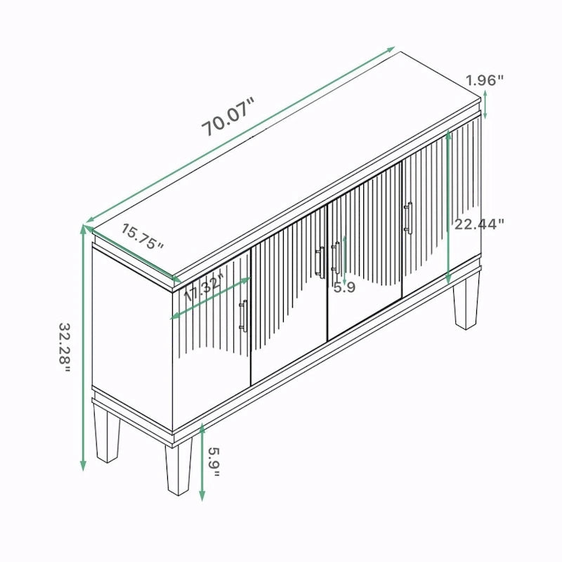 Large 4-Door Cabinet for Living Room, Kitchen, Bedroom, Hallway-10
