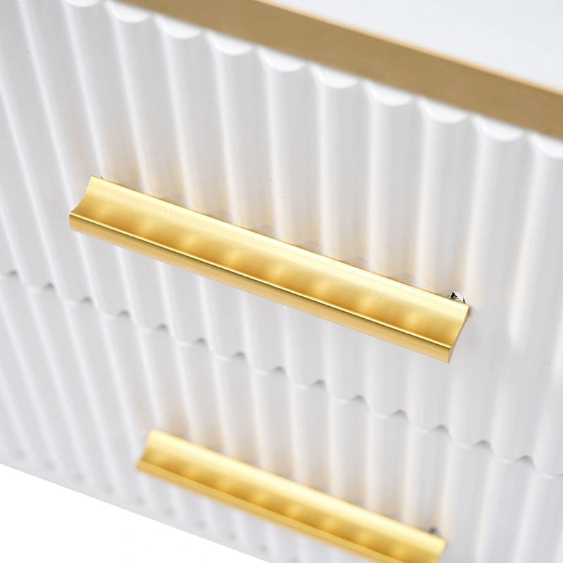 Media Console Table with Glass Storage Cabinet,Golden Legs & Handles-28