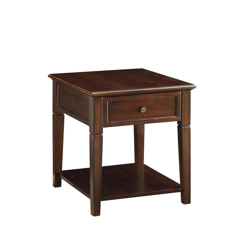 HomeRoots 24 Walnut Manufactured Wood Rectangular End Table With Drawer And Shelf - 22-2