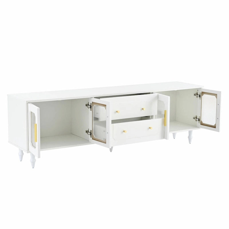 Retro TV Stand with Fluted Glass Doors for TVs Up to 78-7
