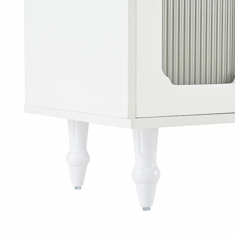 Retro TV Stand with Fluted Glass Doors for TVs Up to 78-14