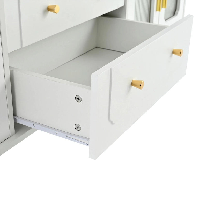 Retro TV Stand with Fluted Glass Doors for TVs Up to 78-16